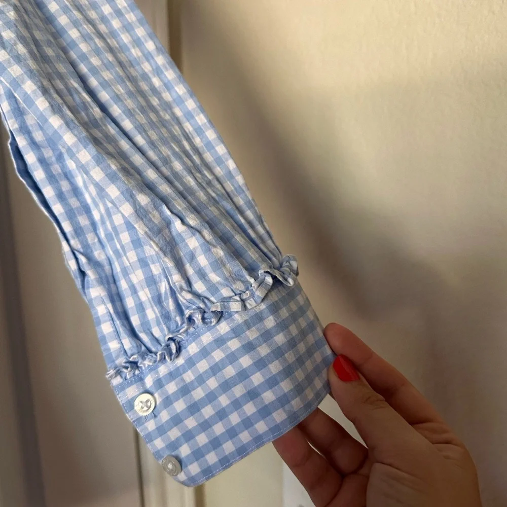 Crown & Ivy Gingham Blue & White Ruffle Dress - Picture 5 of 10
